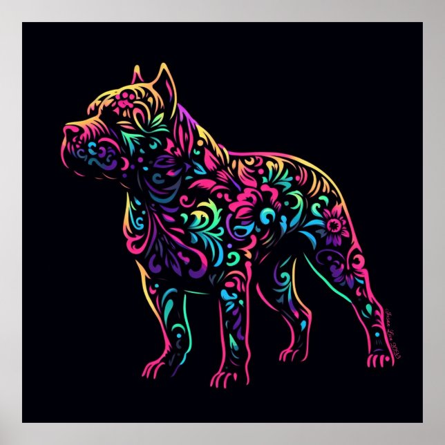 Neon Blacklight American Bully Art Poster (Vorne)
