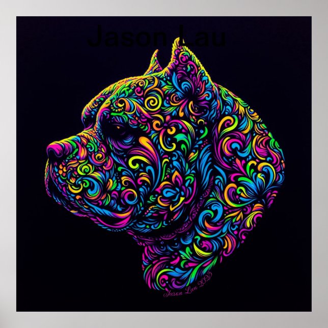 Neon Blacklight American Bully Art Poster (Vorne)