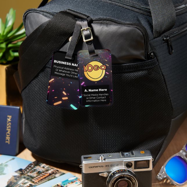 Neon Blacklight Branding Benutzerdefiniertes Logo Gepäckanhänger (Vorderseite & Rückseite)