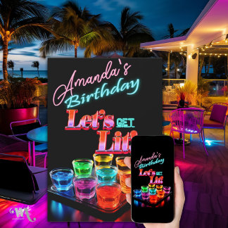 Neon Blacklight Jelly Shots Cocktail Geburtstag Einladung
