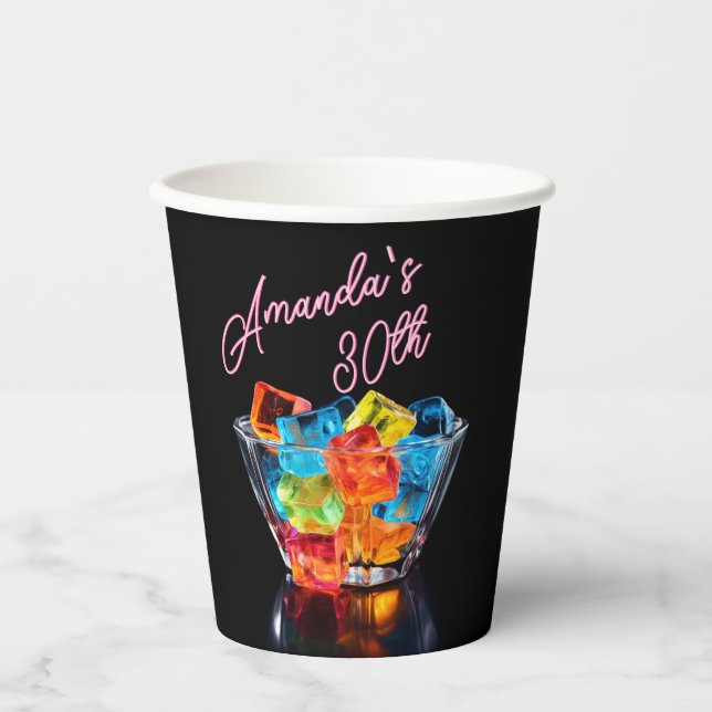 Neon Blacklight Jelly Shots Cocktail Geburtstag Pappbecher (Vorderseite)