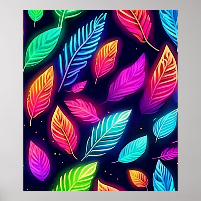 Neon Blätter in Vibrant Glanz Kunst Poster (Vorne)