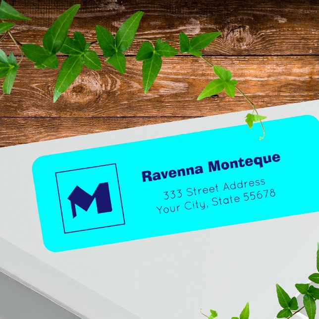 Neon Blau Modernes Personalisiertes Monogramm Buch (Von Creator hochgeladen)