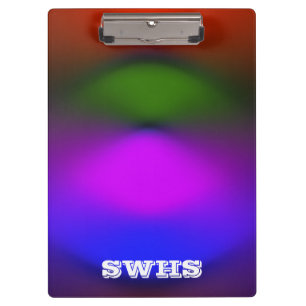 Neon blaue, Lila, grüne und orangefarbene Monogram Klemmbrett