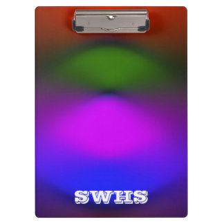 Neon blaue, Lila, grüne und orangefarbene Monogram Klemmbrett