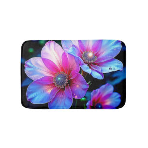 Neon Bloom Blume Magic Glow Design Badematte