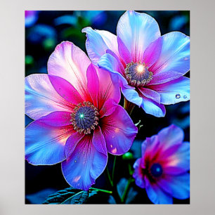 Neon Bloom Blume Magic Glow Design Poster