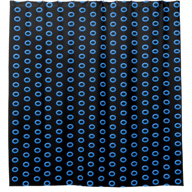 Neon Blue auf Black Duschvorhang (Vorderseite)