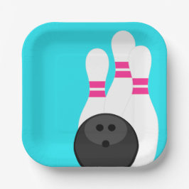 Neon Blue Bowling Party Paper Tellers Pappteller