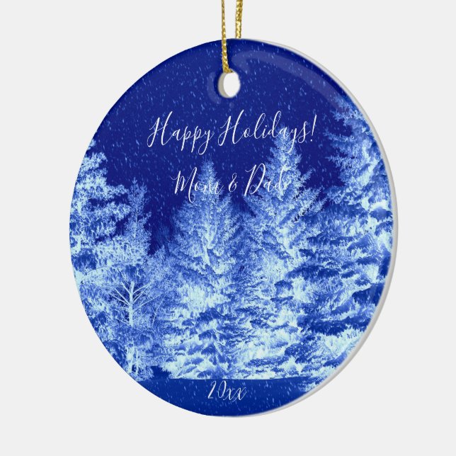 Neon Blue Christmas Tree Keramik Ornament (Links)