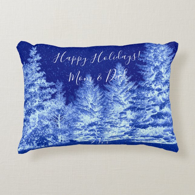 Neon Blue Christmas Tree Lumbar Pillow Dekokissen (Vorderseite)