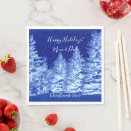 Neon Blue Christmas Tree Serviette