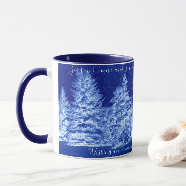Neon Blue Christmas Tree Tasse (Mit Donut)