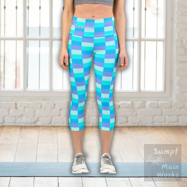 Neon Blue Color Pattern Capri Leggings (Von Creator hochgeladen)