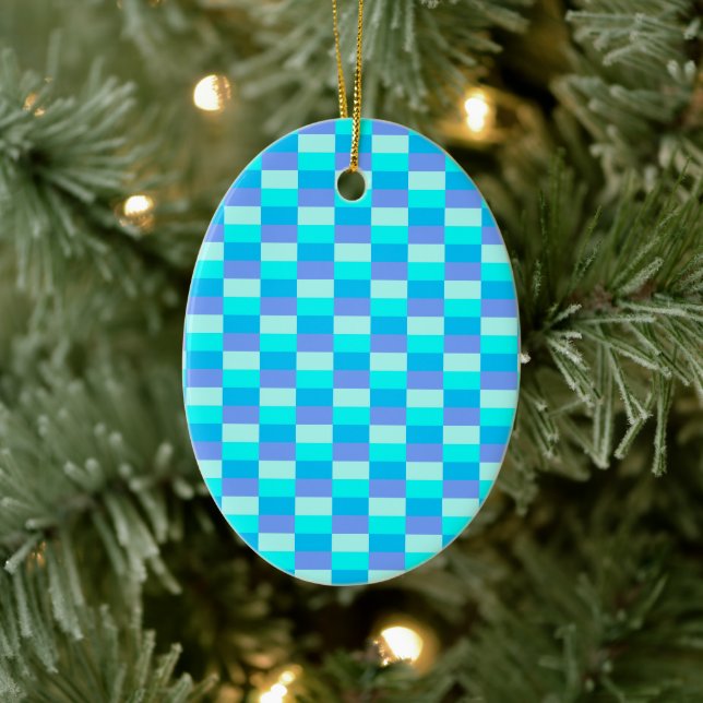 Neon Blue Color Pattern Keramik Ornament (Baum)