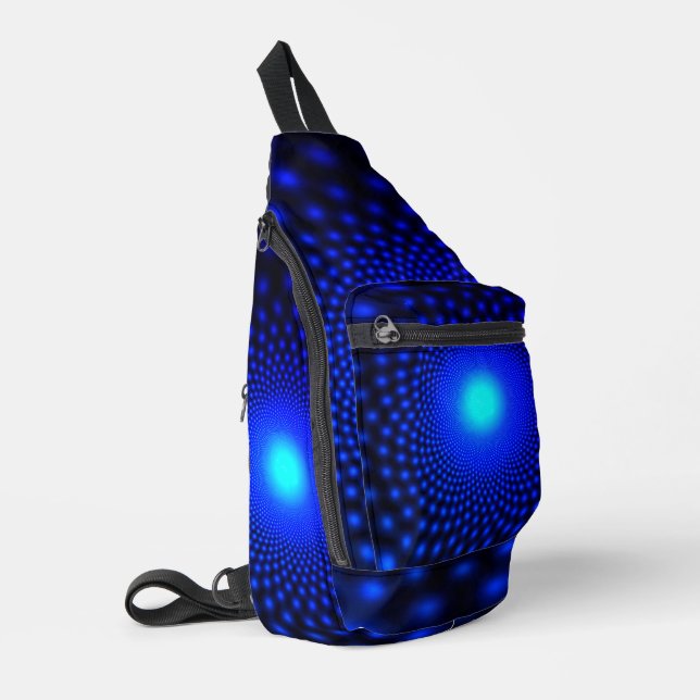 Neon Blue Dots Lights Crossbody Bag (Linke Seite)