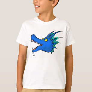 Neon Blue Dragon Art Head Jungs Tee