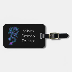Neon Blue Dragon Custom Luggage Tag Gepäckanhänger