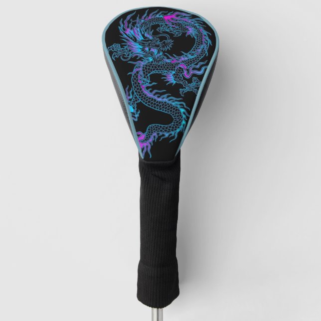 Neon Blue Dragon Golf Head Cover Headcover (Vorderseite)