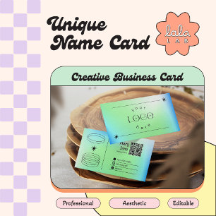 Neon Blue Gradient Trendy Editable Business Card Visitenkarte