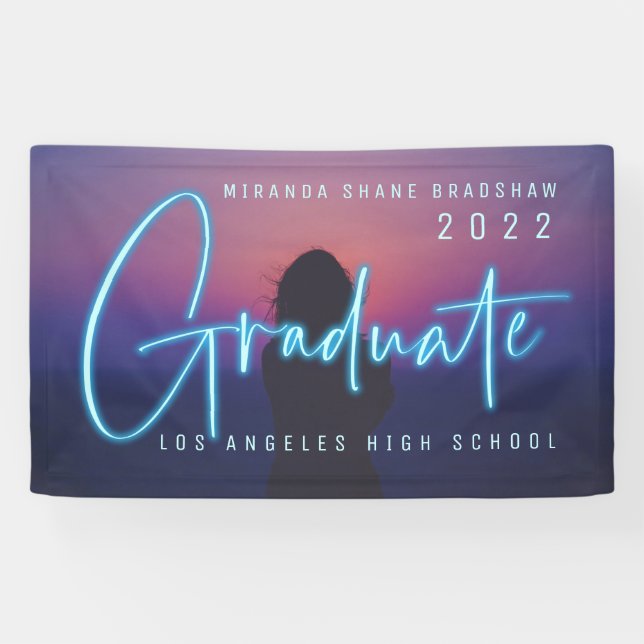 Neon Blue Graduate Foto Banner (Horizontal)