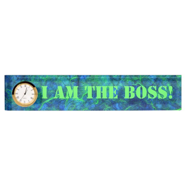 Neon Blue Green Psychedelic Japanisches Reißpapier Namensplakette (Vorderseite)