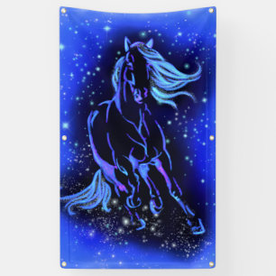 Neon Blue Horning bei Mondlicht Starry Night  Banner