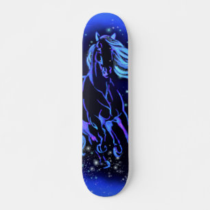 Neon Blue Horning bei Mondlicht Starry Night Skateboard