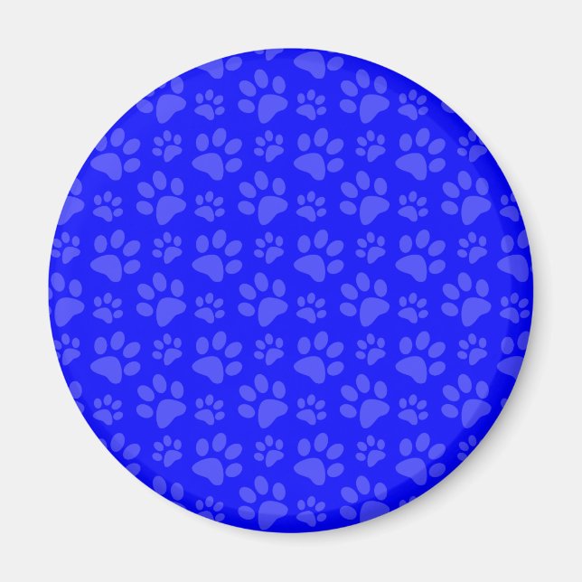 Neon Blue Hunde Pfote Druckmuster Magnet (Vorne)