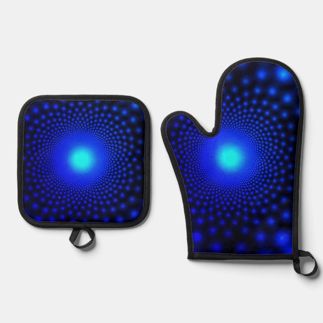 Neon Blue Lights Ofenhandschuh & Topflappen-Set (Vorderseite)