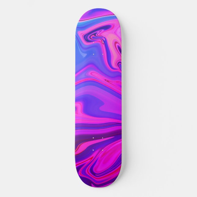 Neon Blue Lila Pink Abstraktes Muster Skateboard (Vorderseite)