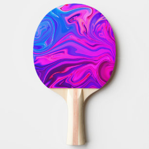 Neon Blue Lila Pink Abstraktes Muster Tischtennis Schläger