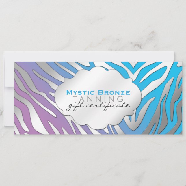 Neon Blue & Lila Zebra Print Geschenkgutscheine (Vorderseite)