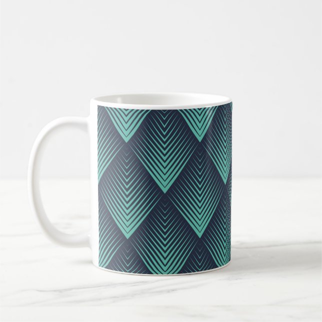 Neon Blue Op-Art Zickzack. Kaffeetasse (Links)