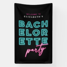 Neon Blue & Pink Bach Party Willkommen