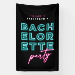 Neon Blue & Pink Bach Party Willkommen Banner