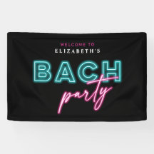 Neon Blue & Pink Bach Party Willkommen