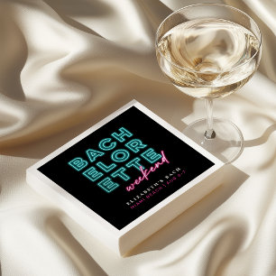 Neon Blue & Pink Bachelorette Wochenende Serviette