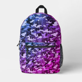 Neon Blue Pink Camo Pattern Bedruckter Rucksack