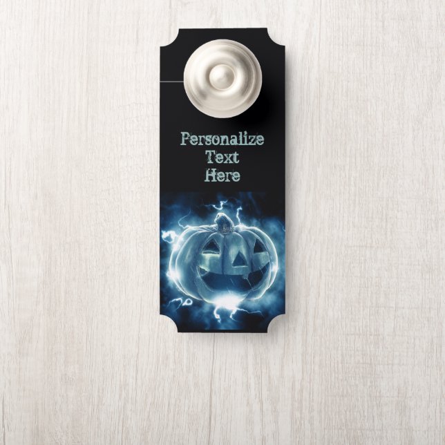 Neon Blue Pumpkin Psychedelic Halloween Room Türanhänger (Auf Knauf)