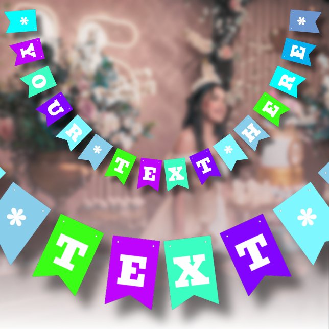 Neon Blue Shades Solid Color | Benutzerdefiniert Wimpelkette (Von Creator hochgeladen)