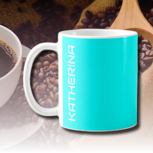 Neon Blue Solid Color Klassisches Personalisiert Kaffeetasse