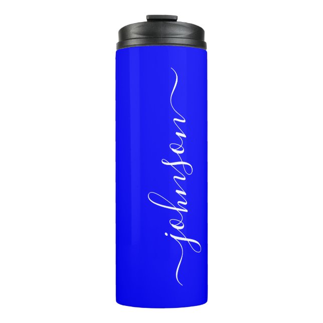 Neon Blue Solid Color Thermosbecher (Vorderseite)