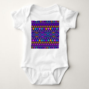 Neon Blue: Tribal Navajo Muster Baby Strampler