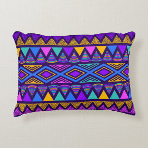 Neon Blue: Tribal Navajo Muster Dekokissen