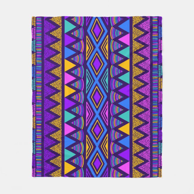 Neon Blue: Tribal Navajo Muster Fleecedecke (Vorderseite)
