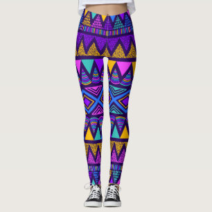 Neon Blue: Tribal Navajo Muster Leggings
