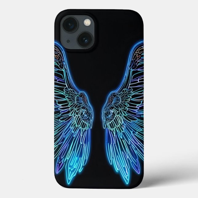 Neon Blue und Black Angel Wings Case-Mate iPhone Hülle (Rückseite)