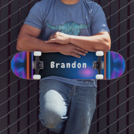 Neon Blue und Pink Lazer Lights Custom Skateboard