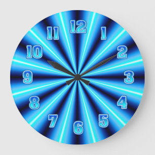Neon Blue Wall Große Wanduhr